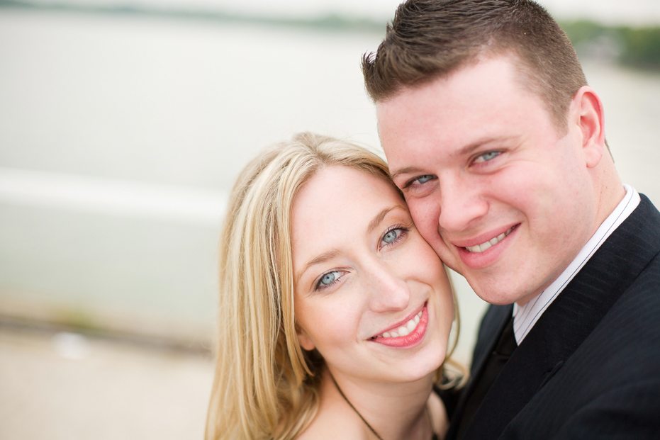 blue-eyed couple during their engagement session in Port Dover, Ontario