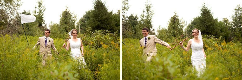 newlyweds catches monarch butterflies on their wedding day