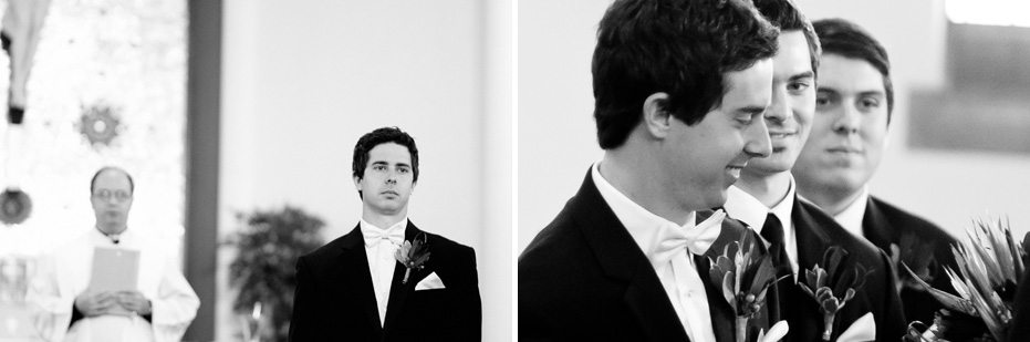 the groom as he watches his bride walk down the aisle