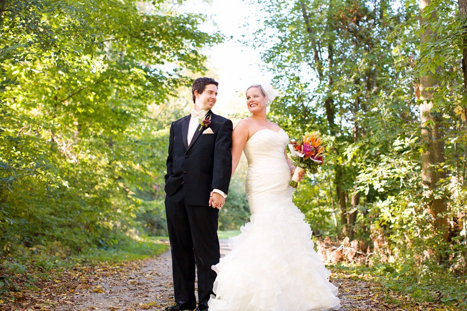 Beautiful portrait of the bride and groom on their wedding day in Kitchener, Ontario