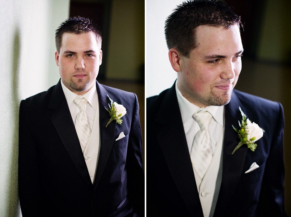 handsome groom before his wedding by Kitchener modern wedding photographer