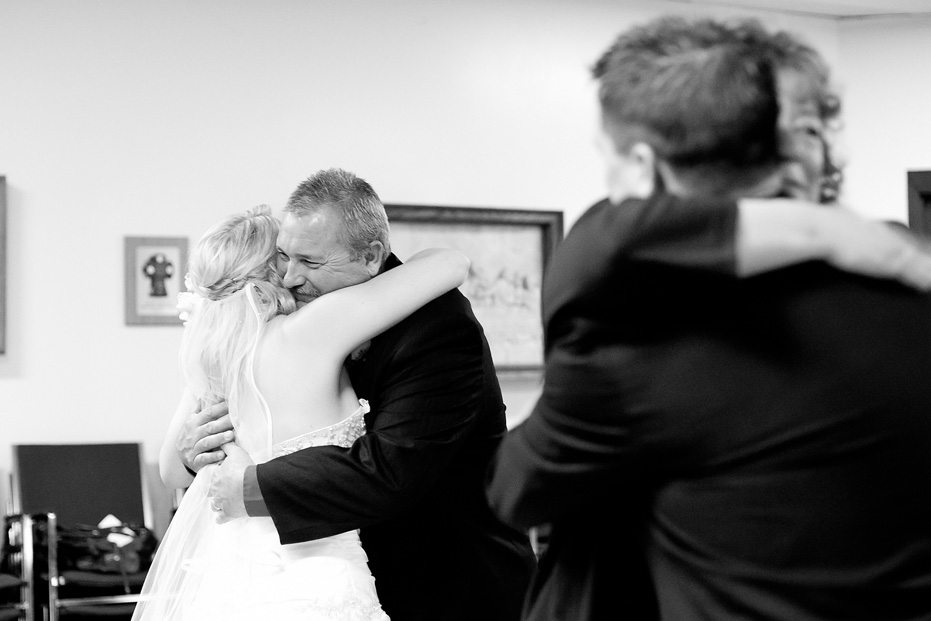 a tender moment between the bride and her father as captured by Kitchener wedding photojournalist
