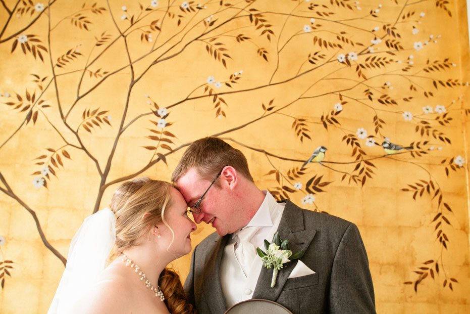 a sweet portrait of the newlyweds at a wedding in Elm Hurst Inn