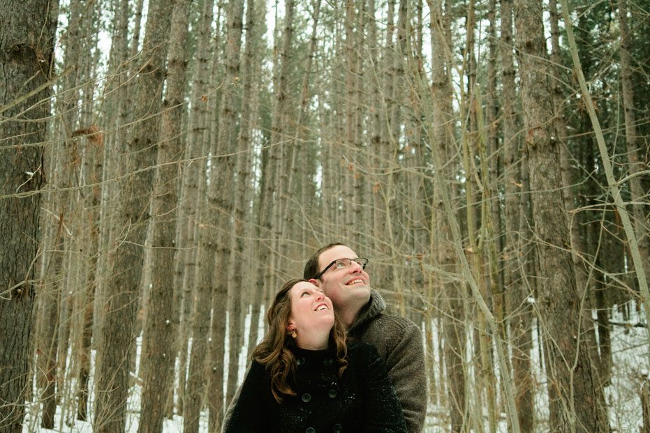an engagement session in the woods by Kitchener-Waterloo wedding photographer