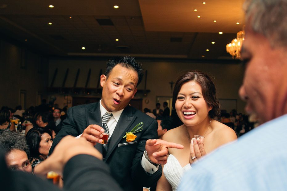 the bride and groom mingle with the guests during their Cambodian wedding reception in Kitchener-Waterloo