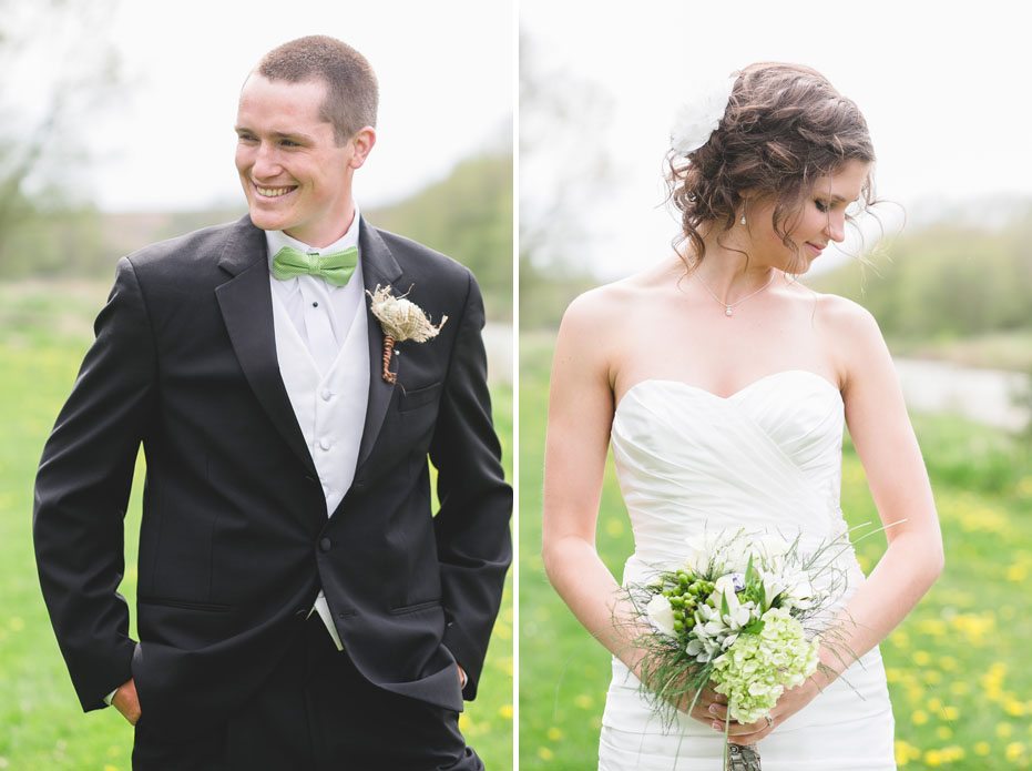portraits of a beautiful bride and groom in Listowel, Ontario